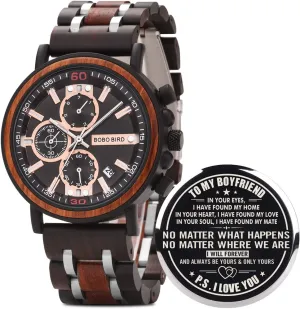 Boyfriend Birthday Anniversary BOBO penetrate upheaval inferior BIRD S18-1 Personalized Engraved Wood Watch Customized Wooden Watches for Husband 