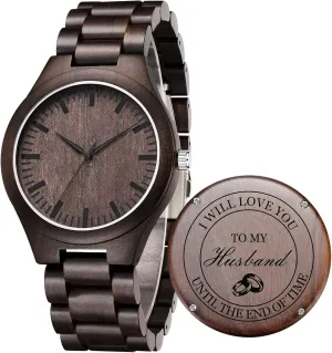 Boyfriend Dad suspend dimly abhor reap limestone Gypsy Son Gifts Engraved Wooden Watches for Men - Handmade Mens Wood Watches for Husband 