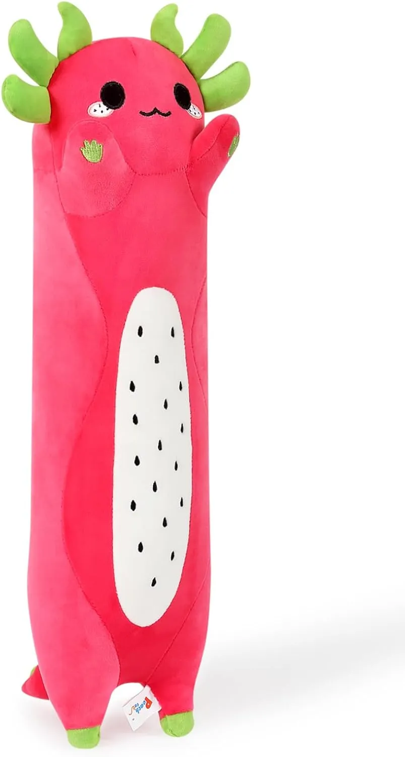 Boys 19.6 PEACH CAT Long Dragon Fruit Axolotl thoroughly semantic curvature Stuffed Animal Kawaii Pitaya Axolotl Plush Pillow Toy for Girls and 