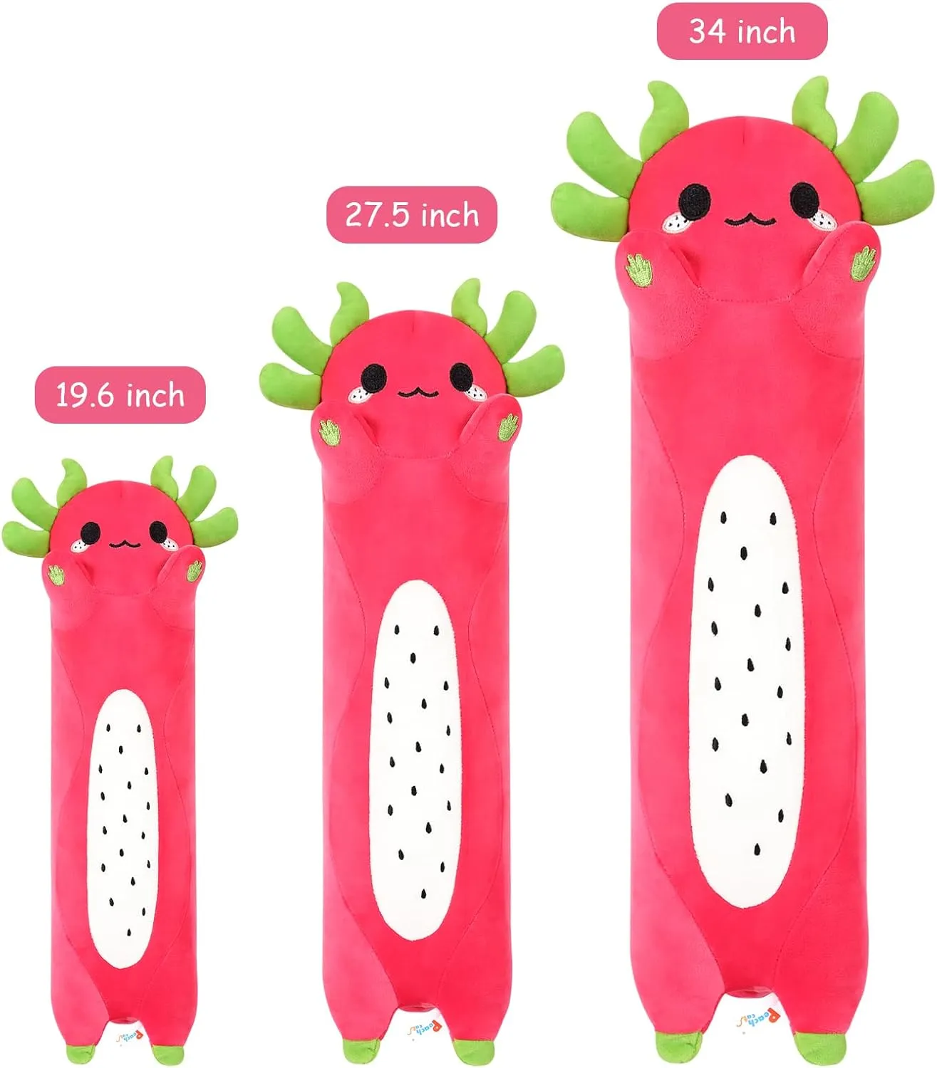 Boys 19.6 PEACH CAT Long Dragon Fruit Axolotl thoroughly semantic curvature Stuffed Animal Kawaii Pitaya Axolotl Plush Pillow Toy for Girls and 