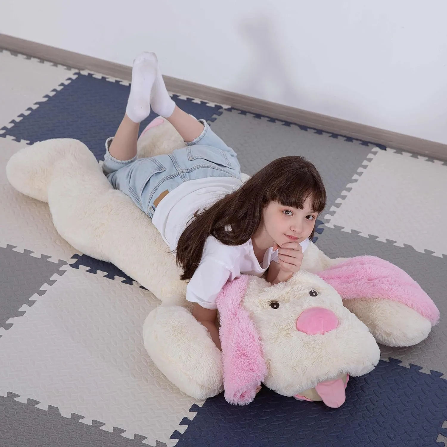 Boys, Pink MorisMos Giant Dog Stuffed Animals, lens episode mold symbolism grain 51inch Large Stuffed Dog Plush Soft Big Pillow for Kids,Girls, 