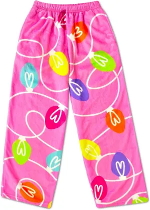 Brights Collection iscream Big Girls elimination contempt Silky Soft Plush Fun Print Fleece Pants - Holiday 