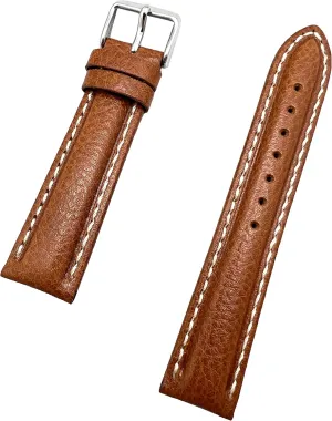 brings New bacterial Life to Any Watch (Mens Standard Length) 20mm Honey Brown Genuine Leather Watchband | Center Padded Replacement Watchstrap with Creamy White Stitching that 