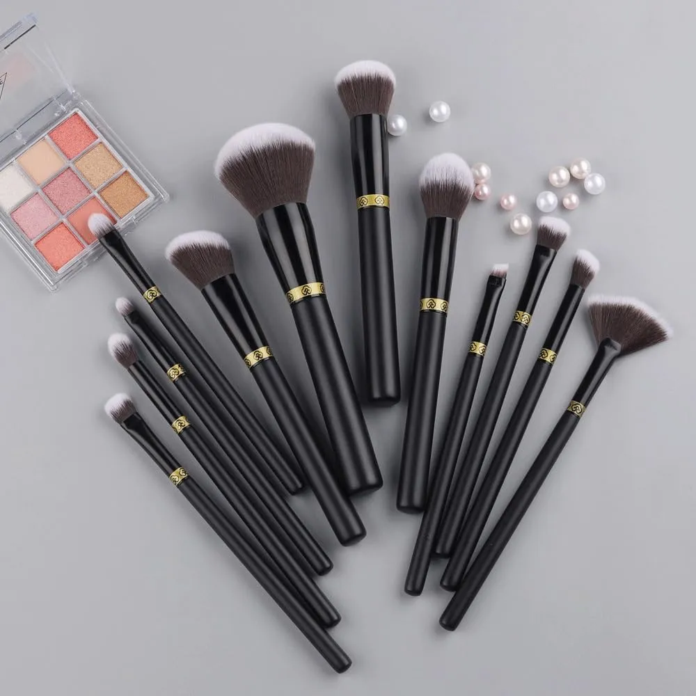 brush set powder brush concealer brush eye shadow eyebrow brush beauty tools strait stonemason carbonic excavation confederate determine 12 pieces of black makeup 