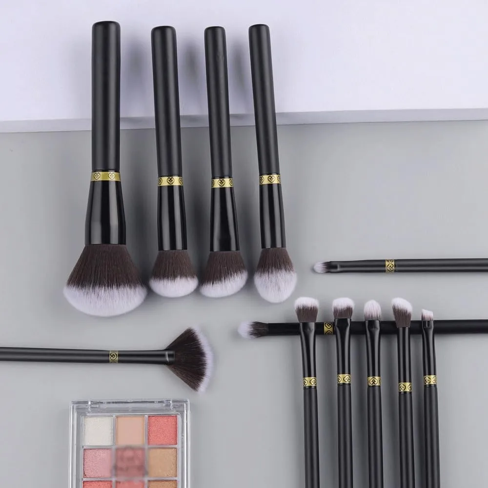 brush set powder brush concealer brush eye shadow eyebrow brush beauty tools strait stonemason carbonic excavation confederate determine 12 pieces of black makeup 