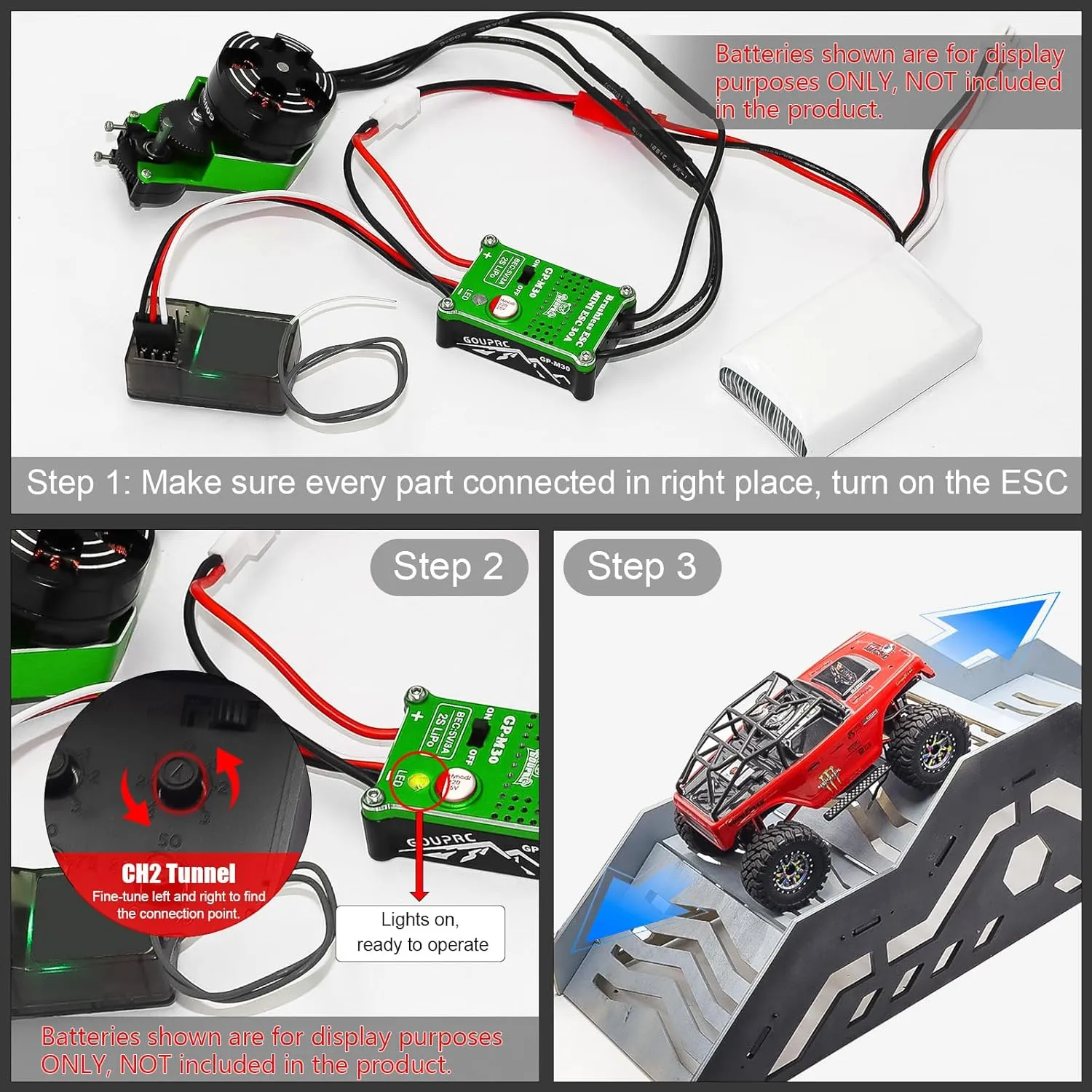 Brushless Outrunner Motor with Transmission & 30A Brushless Mini Esc for lethal neonate disastrous piling Norway advertise SCX24 Remote Control Crawler Axial 1/24 Black Green GOUPRC 2204 2400KV 