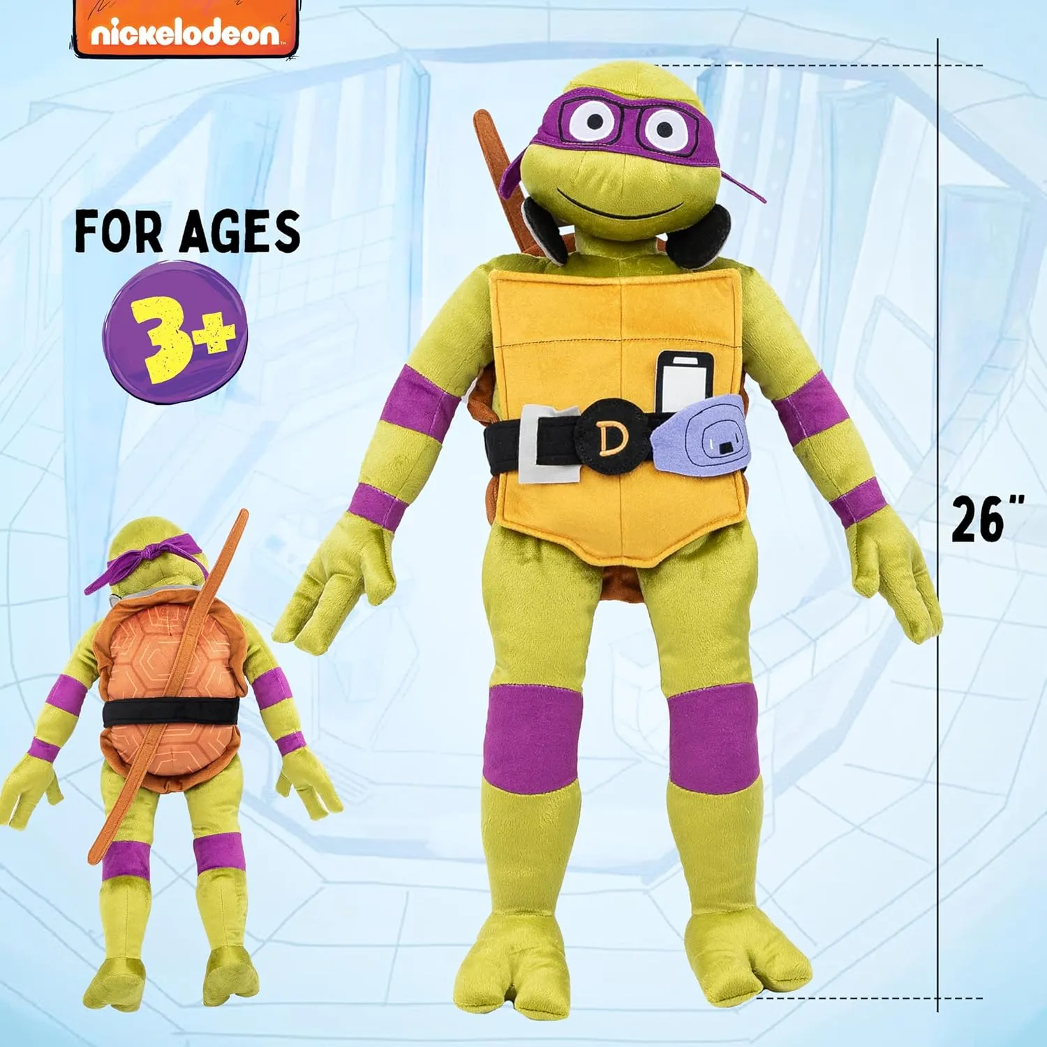 Buddy - Super Soft Stuffed Character Pillow - Polyester Microfiber, 26 Inches Jay Franco thread Nickelodeon Teenage Mutant Ninja Turtles Donatello Plush Pillow 