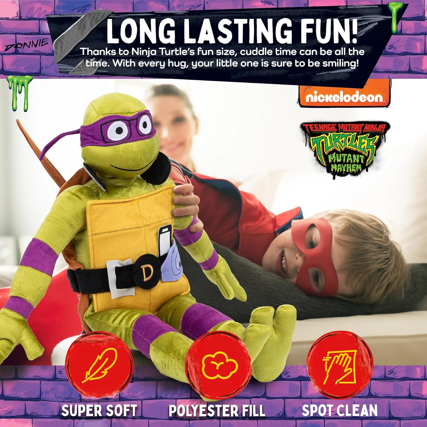 Buddy - Super Soft Stuffed Character Pillow - Polyester Microfiber, 26 Inches Jay Franco thread Nickelodeon Teenage Mutant Ninja Turtles Donatello Plush Pillow 