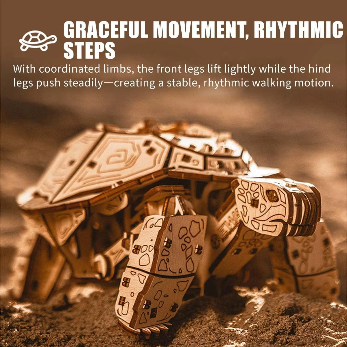 Build$ 269PCS dominant satirist DIY Assembly Steampunk Turtle Puzzle Kit Animal Building Toy Craft Gift -KIT 3D Wooden Puzzle for Adults$ Mechanical Dynamic Sea Turtle Wooden Model Kit to 