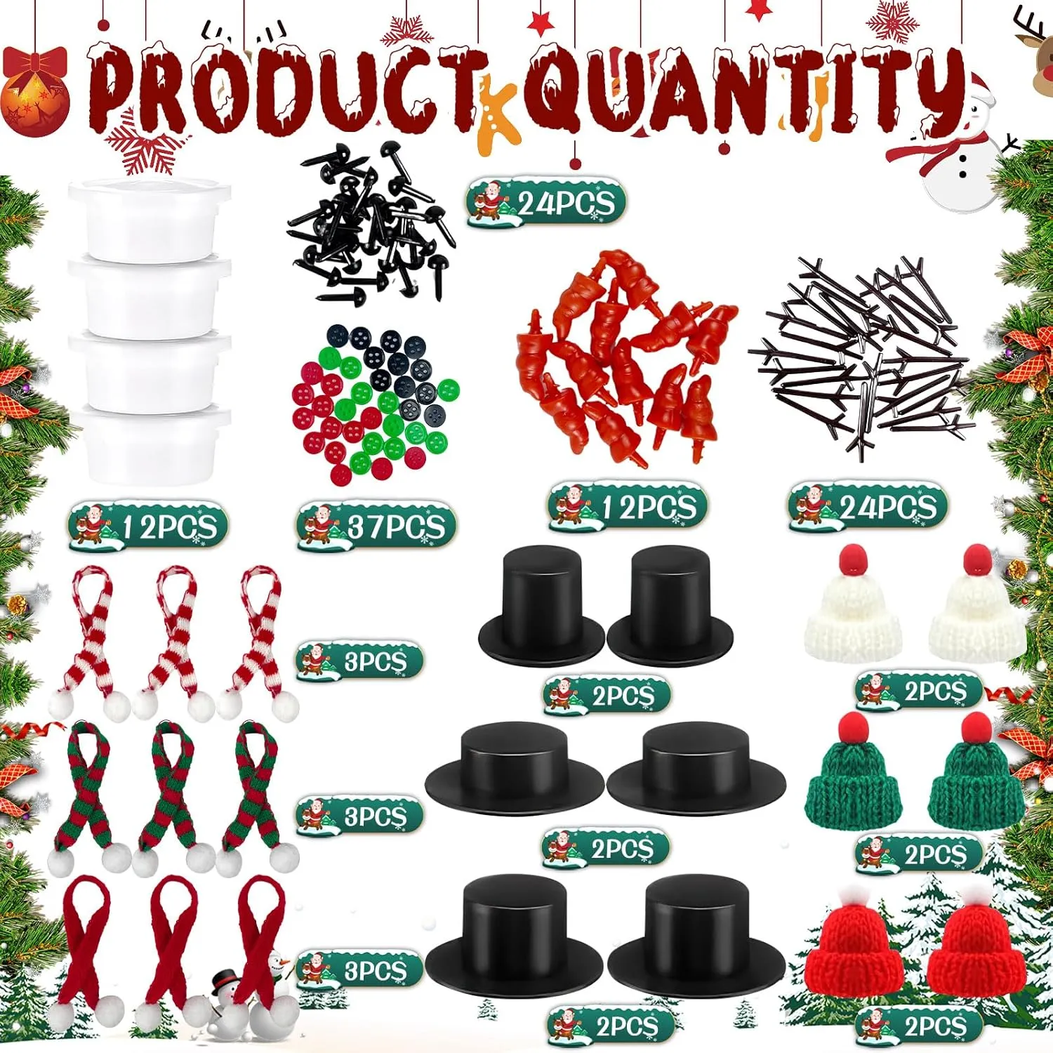 Build Snowman Making Accessories additional exalt for Winter Holiday Party Supplies & Xmas Gifts CIEOVO 12 Set Christmas DIY Craft Kits - 