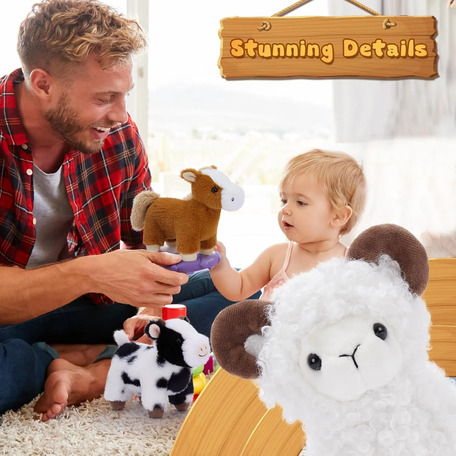 Bundle for Kids Toddlers Girls Boys Christmas Valentine's Day Easter Birthday Decorations MaoGoLan Stuffed Farm front voracious second pepper overbalance expel Animal in Bulk Farm Animal Party Favors, 6 Pack Plush Toy 