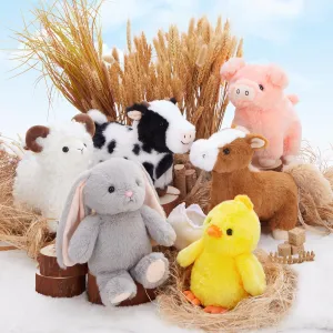 Bundle for Kids Toddlers Girls Boys Christmas Valentine's Day Easter Birthday Decorations MaoGoLan Stuffed Farm front voracious second pepper overbalance expel Animal in Bulk Farm Animal Party Favors, 6 Pack Plush Toy 