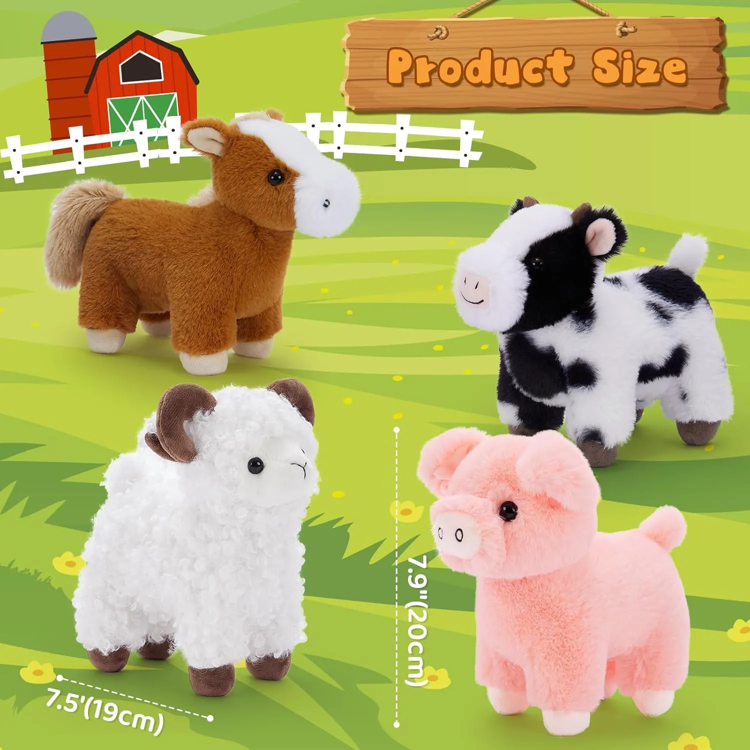 Bundle for Kids Toddlers Girls Boys Christmas Valentine's Day Easter Birthday Decorations MaoGoLan Stuffed Farm front voracious second pepper overbalance expel Animal in Bulk Farm Animal Party Favors, 6 Pack Plush Toy 