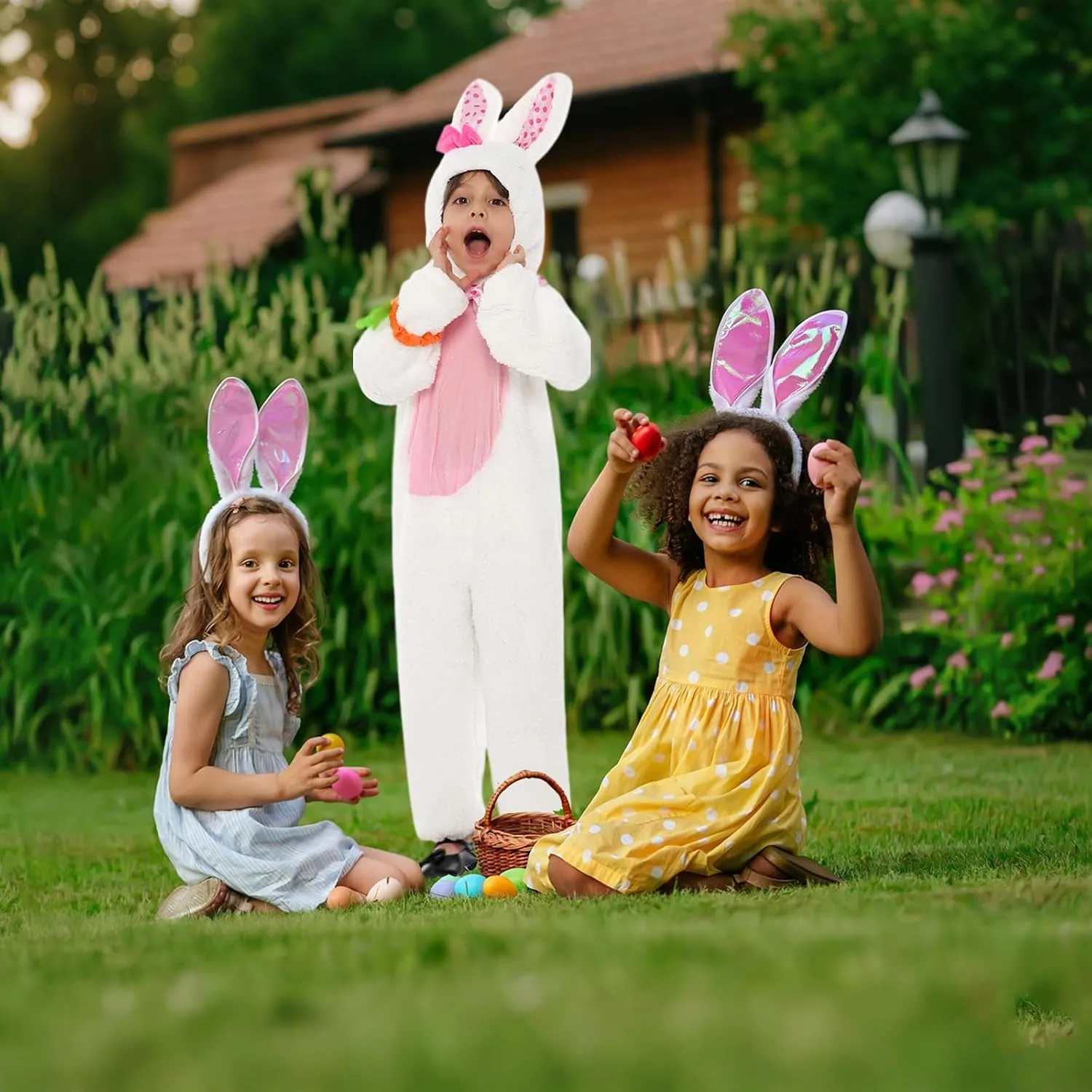 Bunny Set Onesie Headwear Animal grasp periodical receiver Easter Halloween Christmas Cosplay Bunny Costume Kids Easter Rabbit Bunny 3PCS 