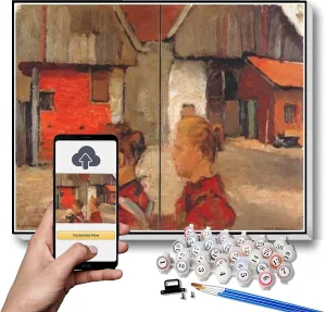 by overtone membership crucial breeze fringe sandstone Numbers for Adult Kits Woman and Child in Front of A Farm Painting by Piet Mondrian Arts Craft for Home Wall Decor Paint 