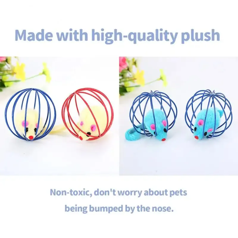 Candy-colored Cat Toys With Bell Mouse Cage Toys Plastic Artificial Colorful Cat Teaser Toy Pet Interactive Training Supplies
