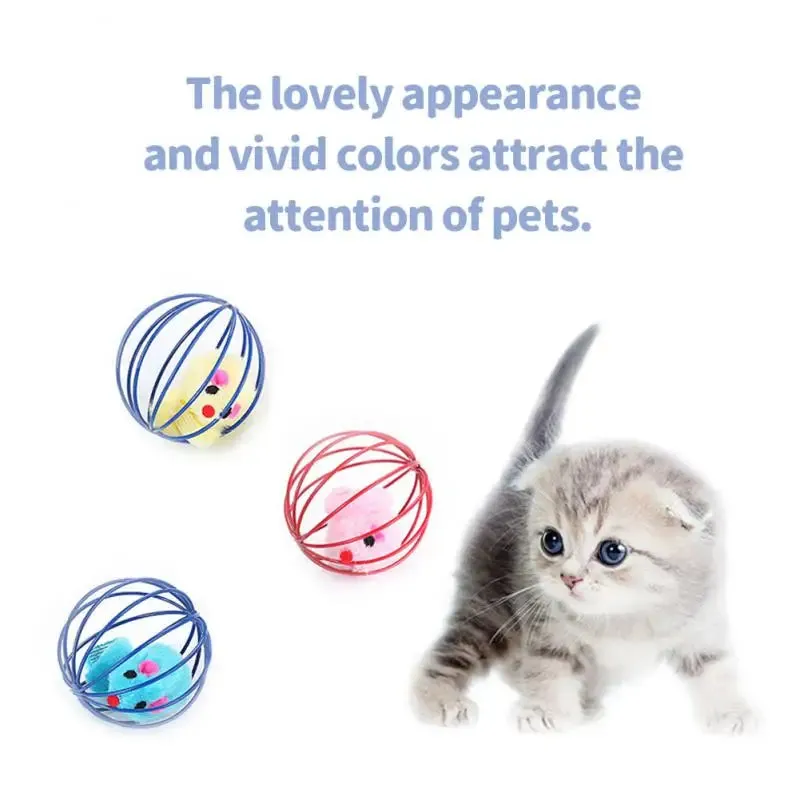 Candy-colored Cat Toys With Bell Mouse Cage Toys Plastic Artificial Colorful Cat Teaser Toy Pet Interactive Training Supplies