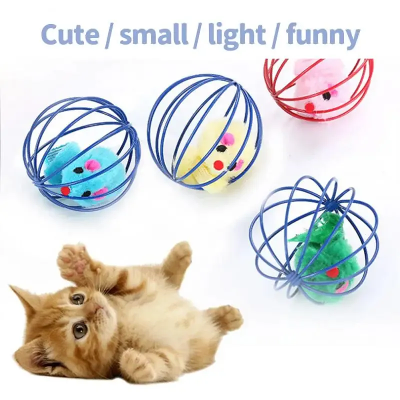 Candy-colored Cat Toys With Bell Mouse Cage Toys Plastic Artificial Colorful Cat Teaser Toy Pet Interactive Training Supplies
