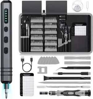 canvas 5 Torque Settings, 120 Precision Bits, LED Light, Magnetic Power Screwdriver Repair Tool Kit for PC RC Electronics Mini Electric Screwdriver Set 140-IN-1: UnaMela Small Electric Screwdriver Cordless - 