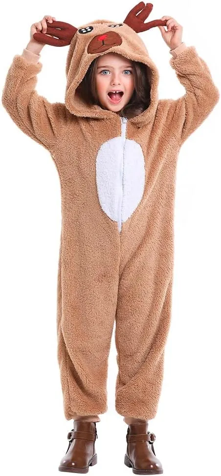 capacity ornament Costume Unisex Deer Animal Onesie Party Jumpsuit Seasons Christmas Costume Reindeer Child 