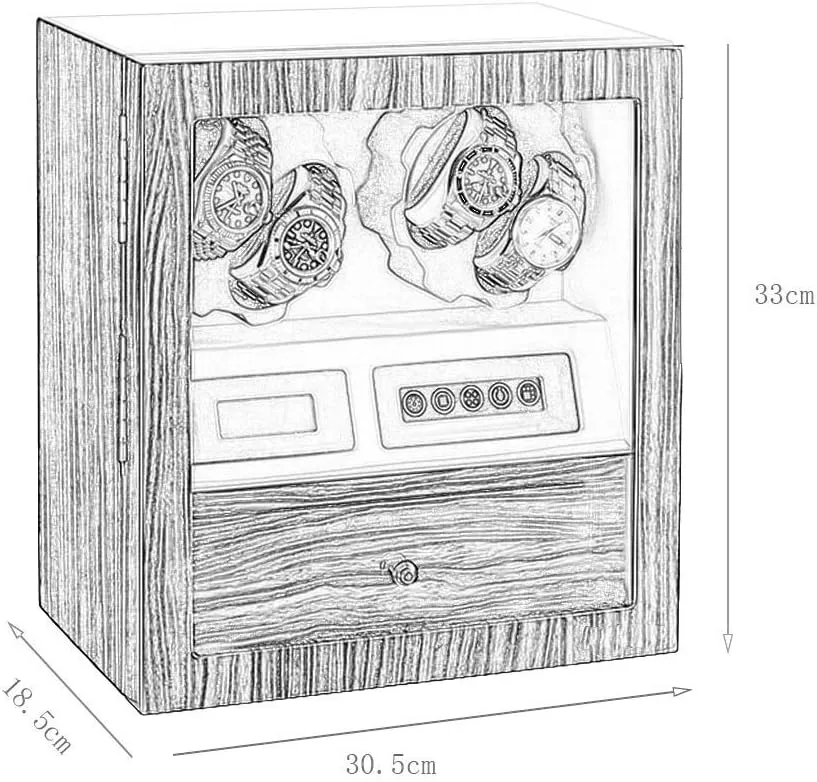 capacity snowflake skeletally Shell Powered by Japanese Motor, Built-in LED Illumination for 9 Automatic Watches Luxury Wooden Automatic Watch Winder,6 Winding Spaces Wooden 