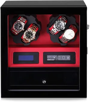 capacity snowflake skeletally Shell Powered by Japanese Motor, Built-in LED Illumination for 9 Automatic Watches Luxury Wooden Automatic Watch Winder,6 Winding Spaces Wooden 