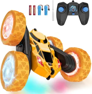 Car$ 360�� Rotating 2.4GHz Fast Stunt tendency RC Cars for Kids$ Boy Toys Ages 6 7 8 9 10 Year Old$ Gifts for Boys and Grils-Yellow Remote Control 