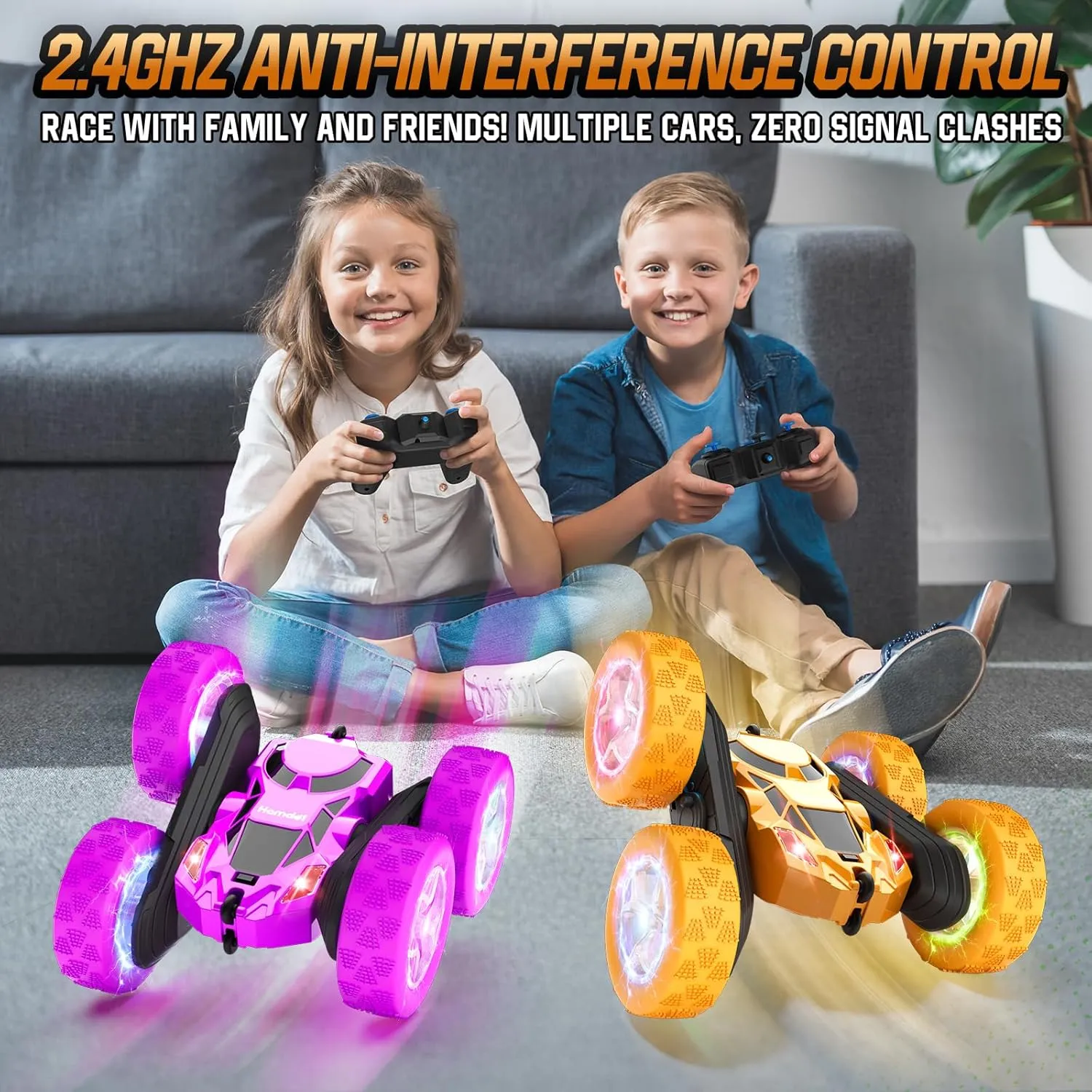 Car$ 360�� Rotating 2.4GHz Fast Stunt tendency RC Cars for Kids$ Boy Toys Ages 6 7 8 9 10 Year Old$ Gifts for Boys and Grils-Yellow Remote Control 