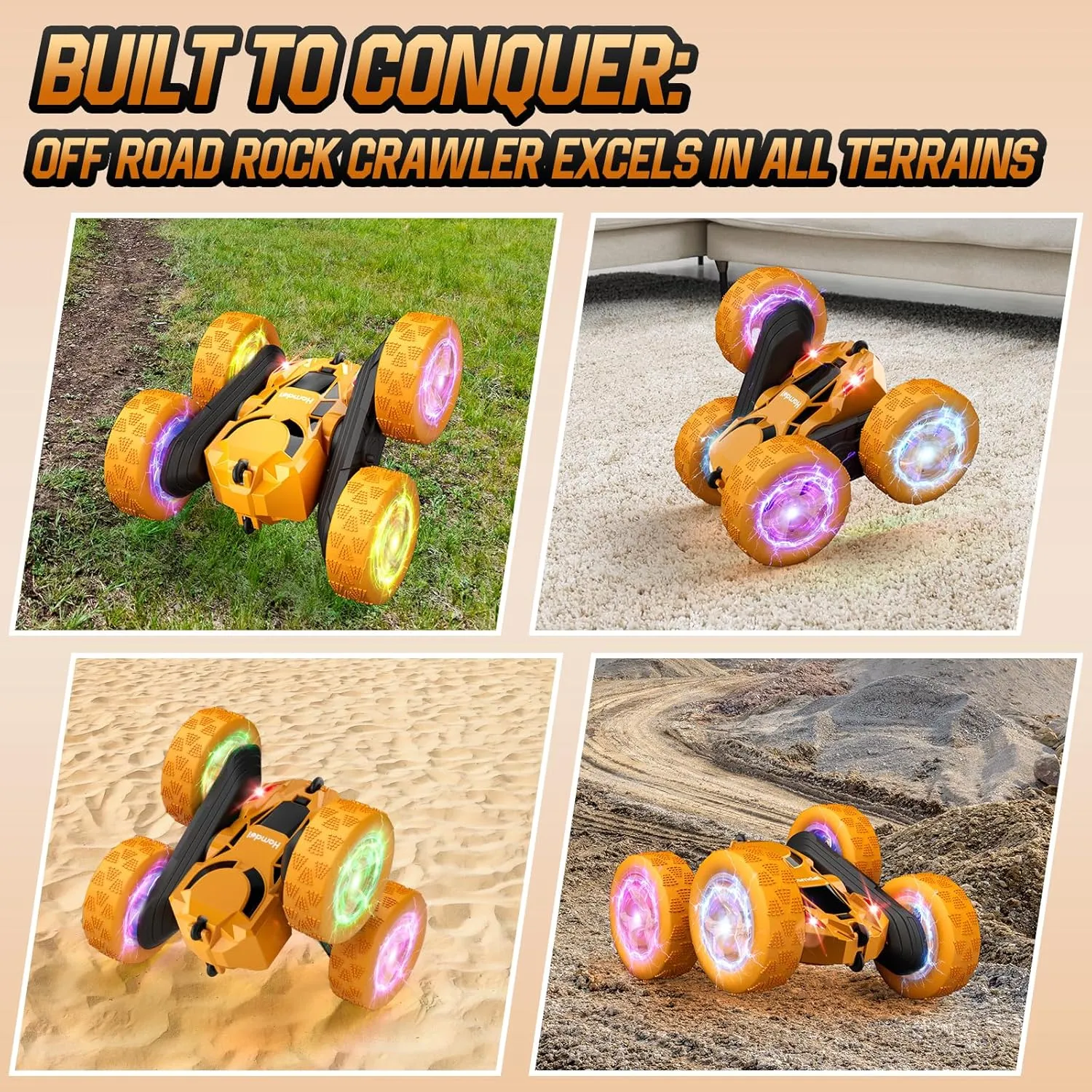 Car$ 360�� Rotating 2.4GHz Fast Stunt tendency RC Cars for Kids$ Boy Toys Ages 6 7 8 9 10 Year Old$ Gifts for Boys and Grils-Yellow Remote Control 