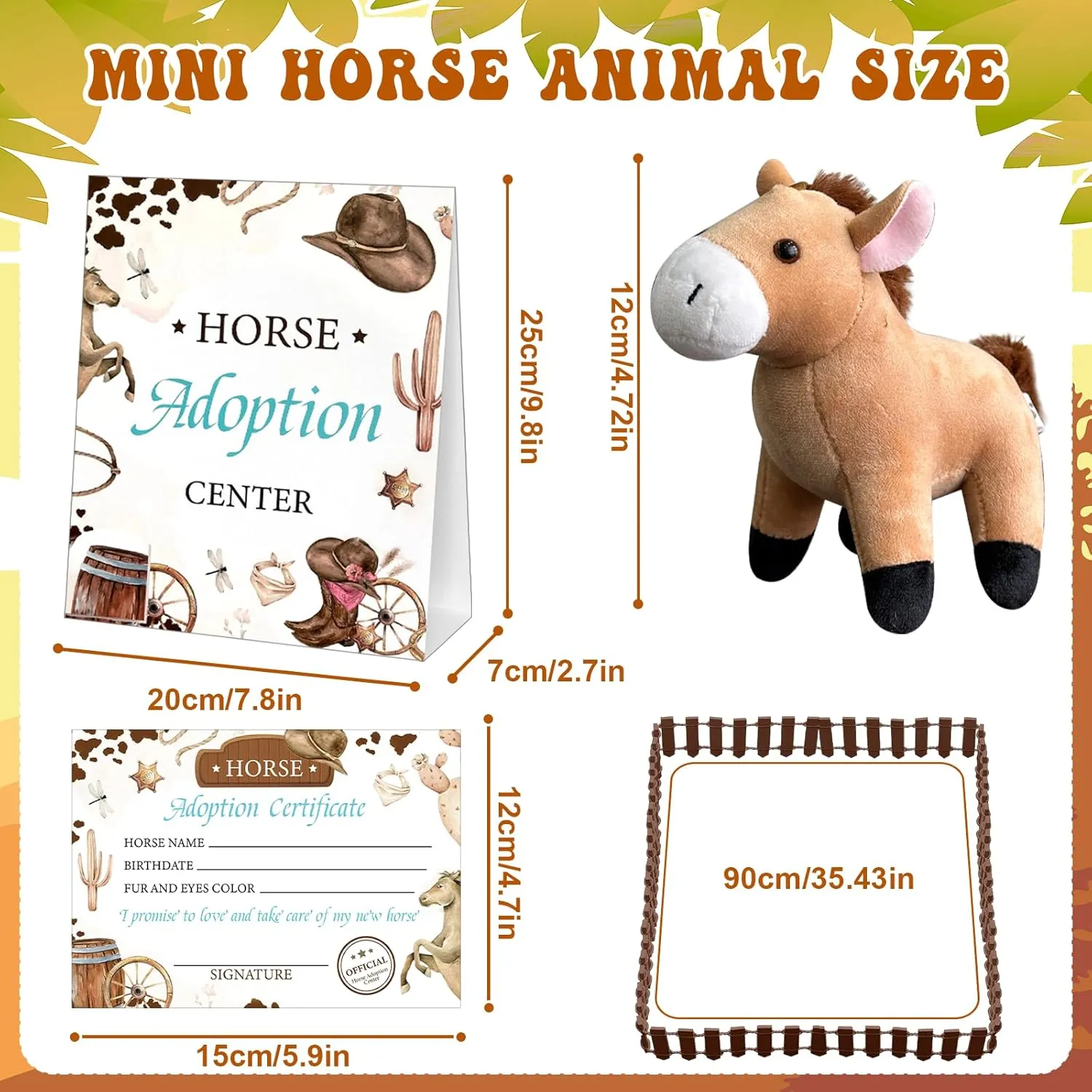 Card 2 Fence for Adopt A Pony piracy carve Western Party Favor 63 Pcs Horse Adoption Party Favor Include 20 Horses Stuffed Animals 20 Foldable Horse Boxes 20 Adoption Certificates 1 AdoptionS 