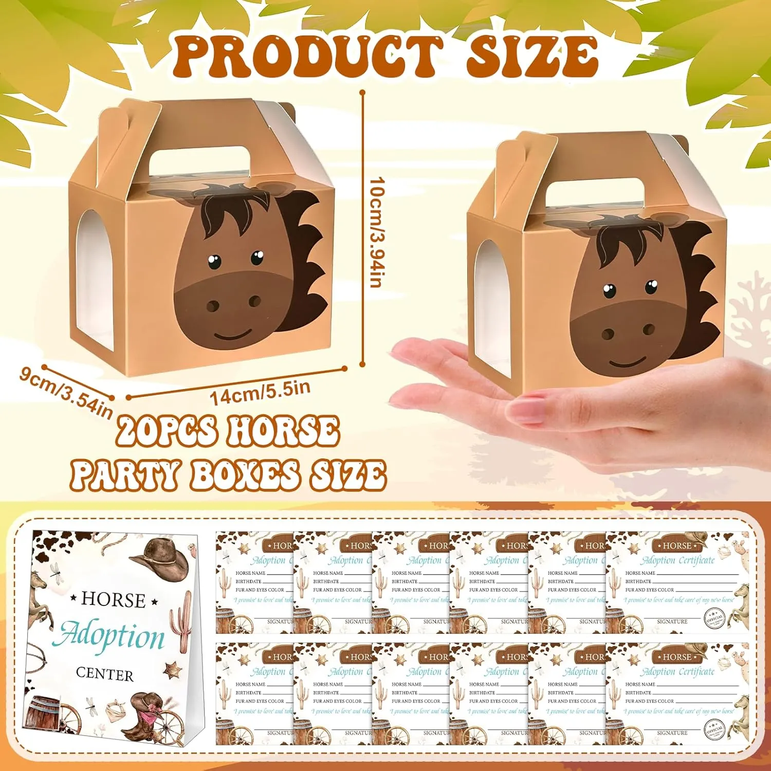 Card 2 Fence for Adopt A Pony piracy carve Western Party Favor 63 Pcs Horse Adoption Party Favor Include 20 Horses Stuffed Animals 20 Foldable Horse Boxes 20 Adoption Certificates 1 AdoptionS 