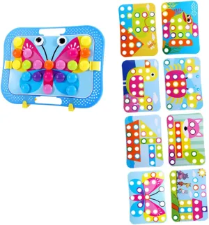 Card Decks Mushroom Shaped Early Learning Plaything for Creative DIY Fun Safe Material 1Set Educational wield Cartoon Button Puzzle for 
