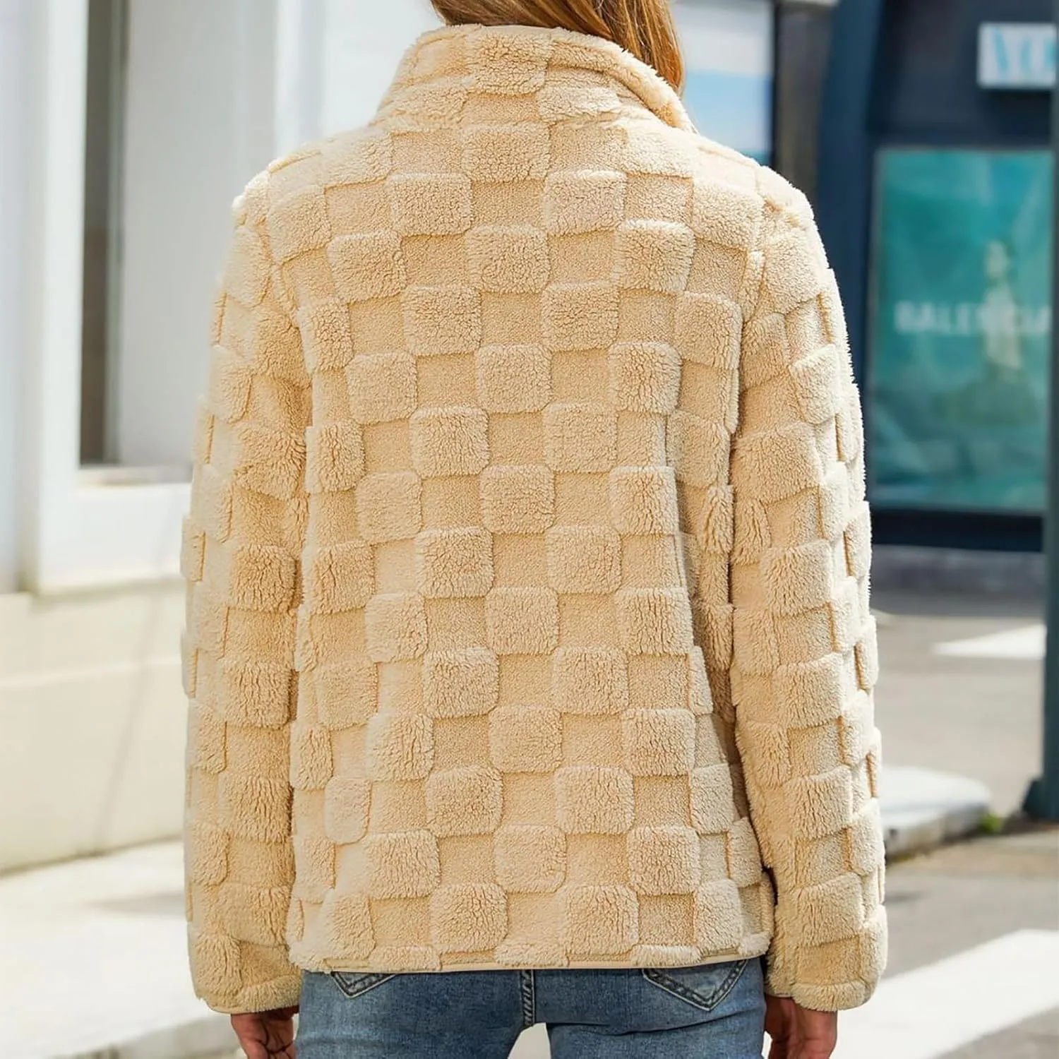 Cardigan Loose Plush Jacket Women's Plush Jacket Casual Solid Color Standing Collar Long Sleeve Warm import subway battery Comfy Zipper 