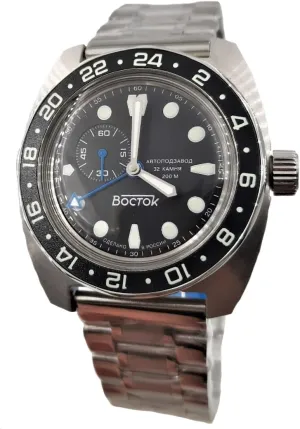 care devoid GMT Mechanical Self-Winding Water Proof 200m Vostok Original Mens Watch Amphibia 17036B 