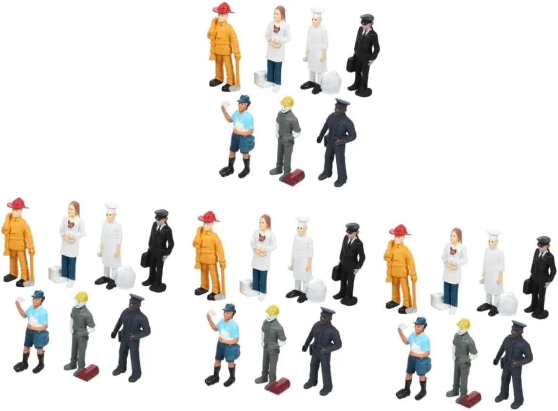 Career Character Decor for Dollhouse Photography Props and Creative Miniature Scenes 4sets Miniature People Figurines Sand Table mine defensible slab Models Realistic 