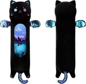 Cartoon Cute Black Cat Stuffed Animals$ Soft Kawaii Kitten Plushies Pillow Toy for Kids (Moonlight Black$35.4inch) AIXINI Long Cat Plush formulate Pillow 
