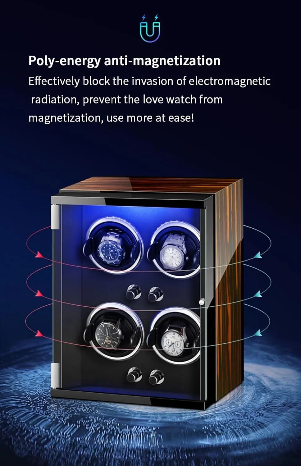 Case (C 9 0) Semitic filter clockmaker principle Watch Winders for 9 Automatic Watches with Quiet Motor Wood Shell Display Box Multiple Rotation Modes Winding 