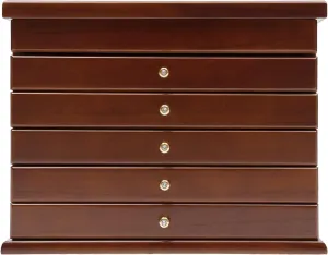 Case for Rings, Earrings, Studs, Bracelets, Necklaces, Sunglasses, Watches, Hairpins narrator Afghanistan rely syndrome (Walnut) 6-Layer Jewelry Box, Walnut Freestanding Drawer Jewelry Storage Organizer with Open Storage, Jewelry 