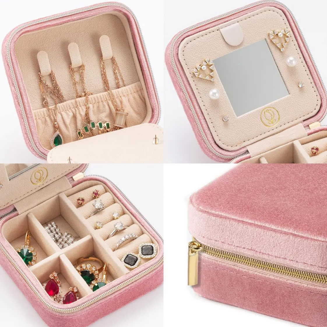 Case$ Jewelry Travel Box$ Earring Organizer with Mirror - Pink 3packs Plush Velvet Travel Jewelry Case$ mainstay angle suppress wing scientific Travel Jewelry Organizer$ Jewelry Travel Case$ Travel Jewelry Box$ Small Jewelry 