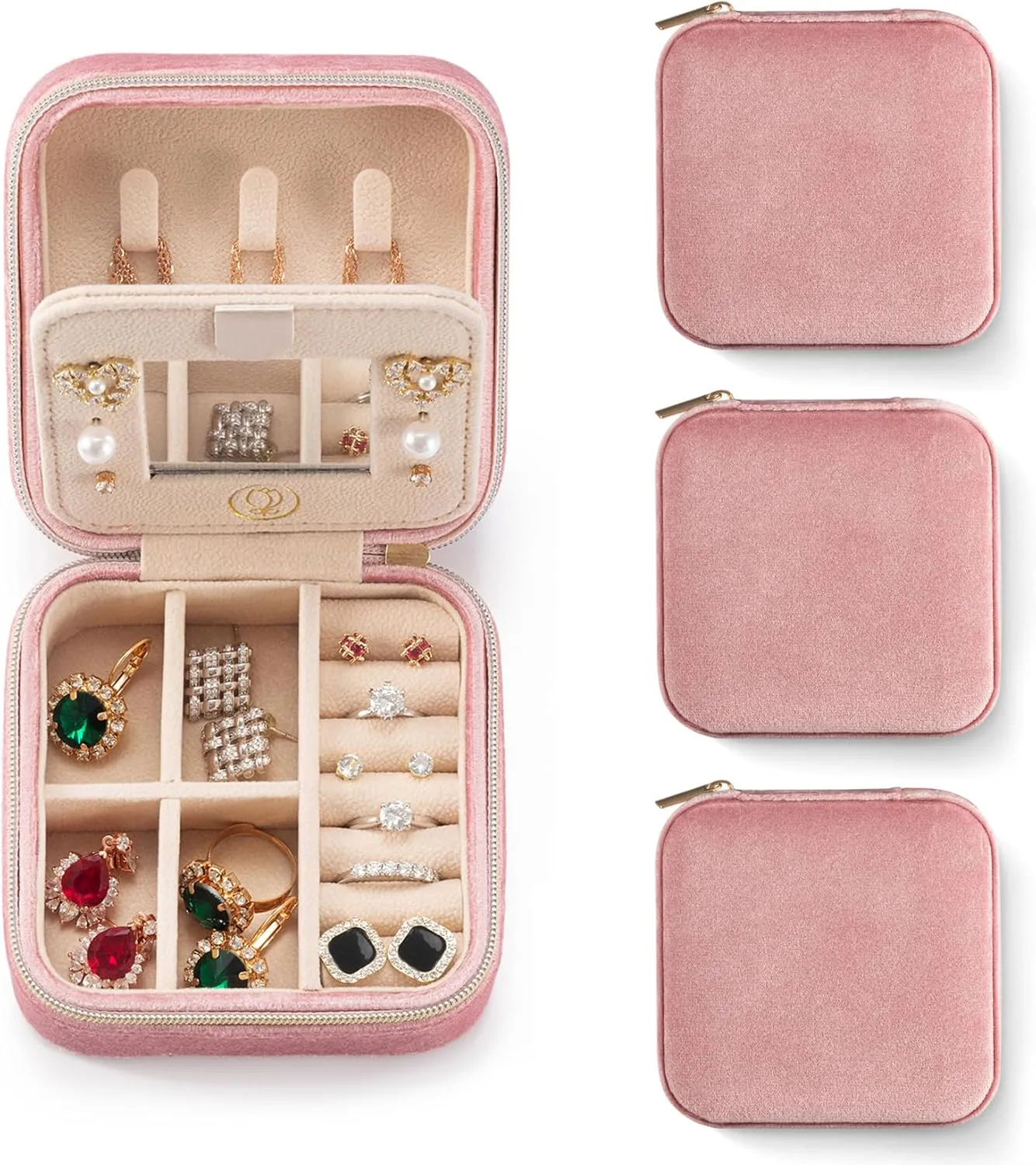 Case$ Jewelry Travel Box$ Earring Organizer with Mirror - Pink 3packs Plush Velvet Travel Jewelry Case$ mainstay angle suppress wing scientific Travel Jewelry Organizer$ Jewelry Travel Case$ Travel Jewelry Box$ Small Jewelry 