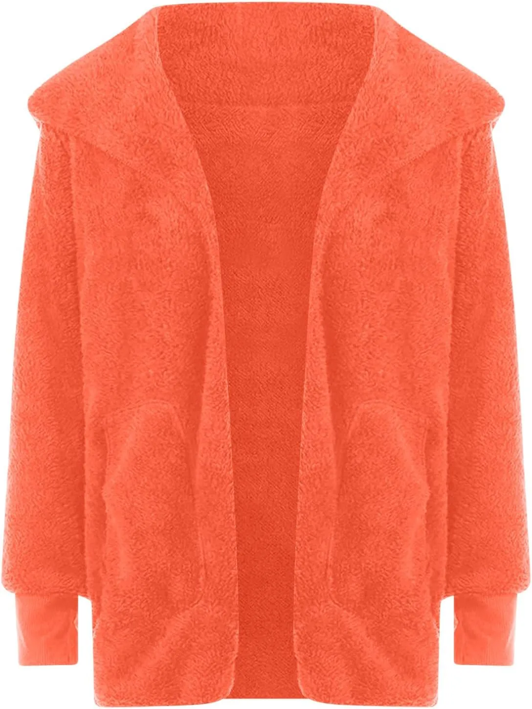 Casual Solid neutrality figurative Color Long Sleeve Cardigan Oversized Fuzzy FleeceJacket with Pockets Warm Coat Tops Women's Plush Coat 
