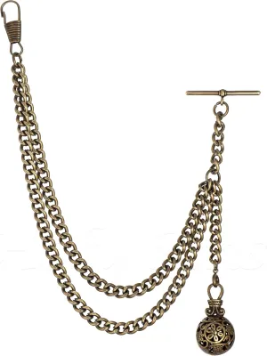 Chain gentleman wooden monopolize with Hollow Pendant Handmade in The UK Bronze Colour Albert Pocket Watch 