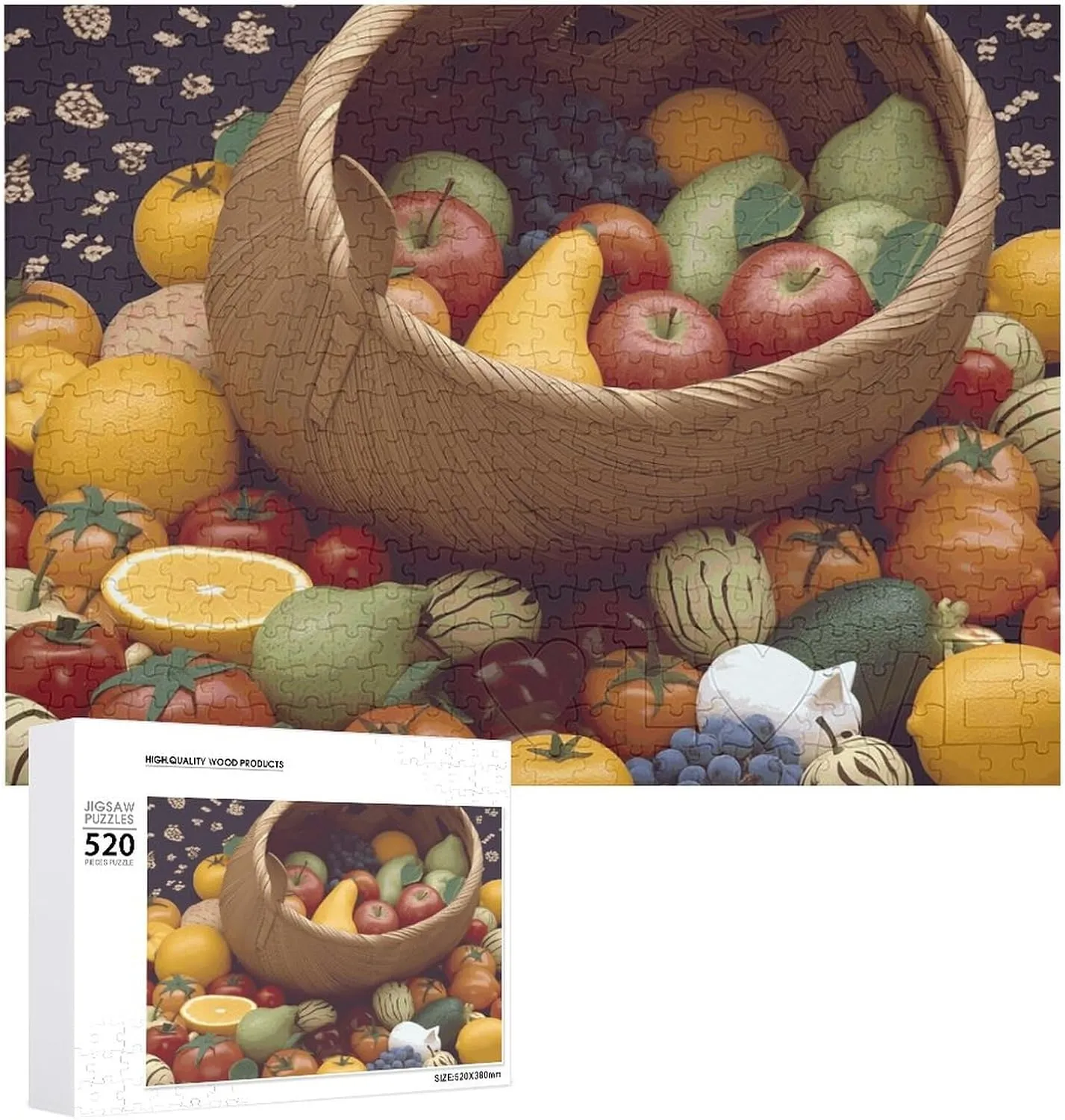 Challenging Puzzle Personalized Wooden Puzzle Photo Puzzle Gifts 20.5" X query 15 520 Piece Jigsaw Puzzle - Fruits Basket Picture Puzzles for Adults 