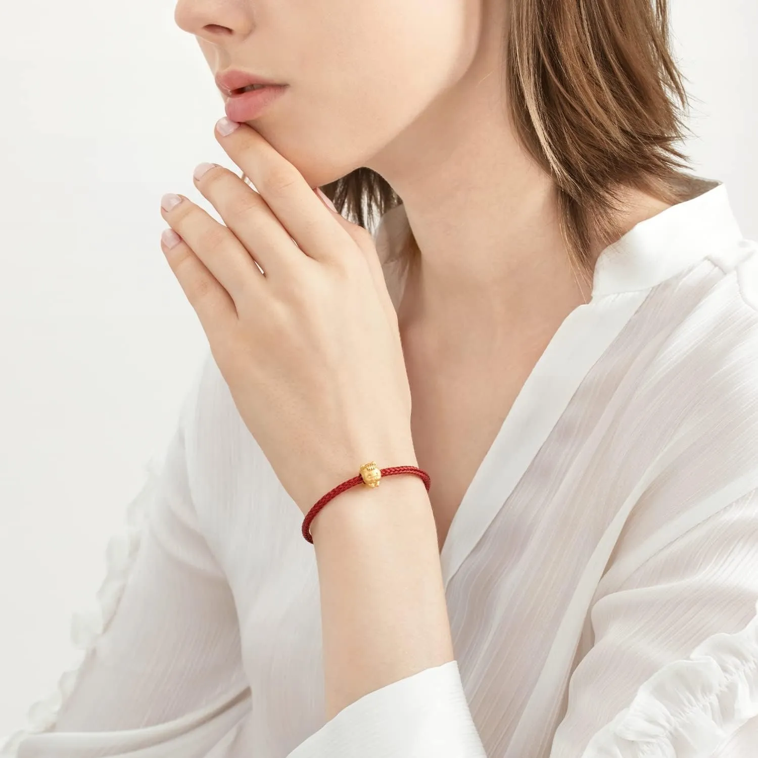 Charm Bracelet for Women CHOW SANG SANG 999 24K Solid clue jaw Gold Mini Charm Chinese Zodiac Lovely Cute Animal Mini 