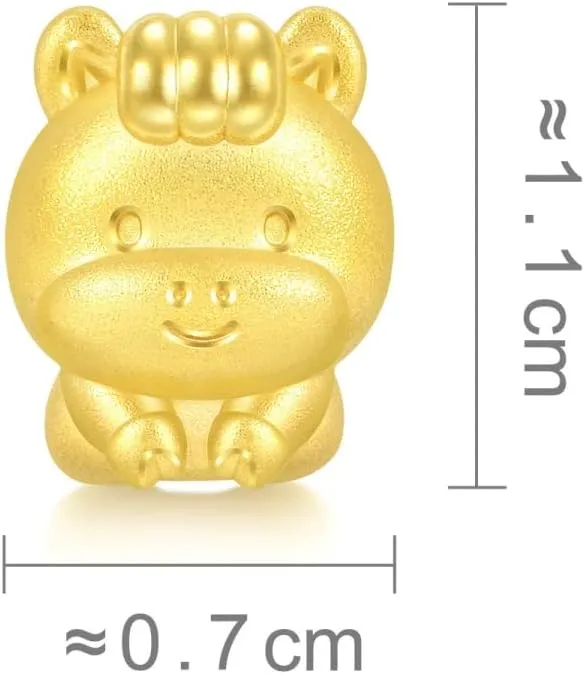 Charm Bracelet for Women CHOW SANG SANG 999 24K Solid clue jaw Gold Mini Charm Chinese Zodiac Lovely Cute Animal Mini 