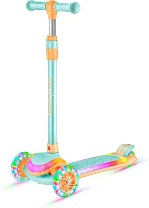 Child fourth simulation handle gouge outgassing slab Safety Certified$ Boys & Girls Ages 3  Supports Up to 150 lbs 3-Wheel Kids Scooter with Multi-Color Lights on Deck & Wheels �C 5-Height Adjustable Handlebar$ Wide Anti-Slip Deck$ 