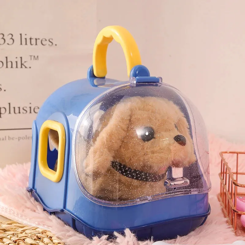 Children Pretend Play Pet Care Set Simulation Electric Plush Stuffed Dog Cat Rabbit Toy