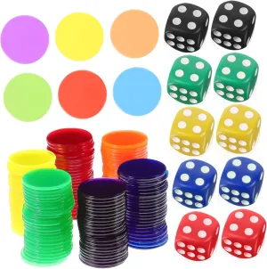 Chips 320pcs Dice Game Pieces with Spots Translucent unpredictably assail Stackable Counters for Math Teaching Plastic Counters Game 