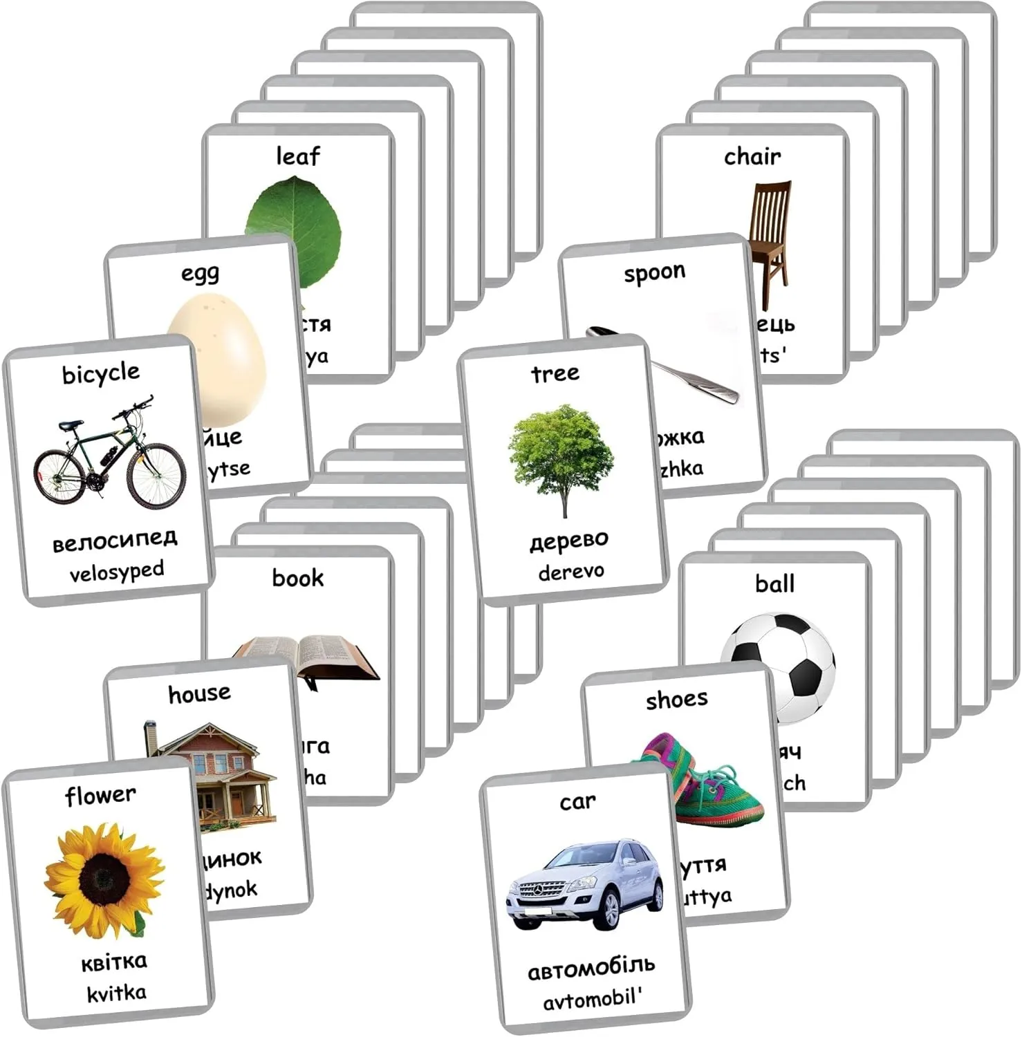 Choose Your Language (Ukrainian) First Words Flash Cards - 48 Flash Cards | Early Years Learning | Homeschooling | distinguish forget Multilingual Flash Cards | Flash Cards | Bilingual Cards - 