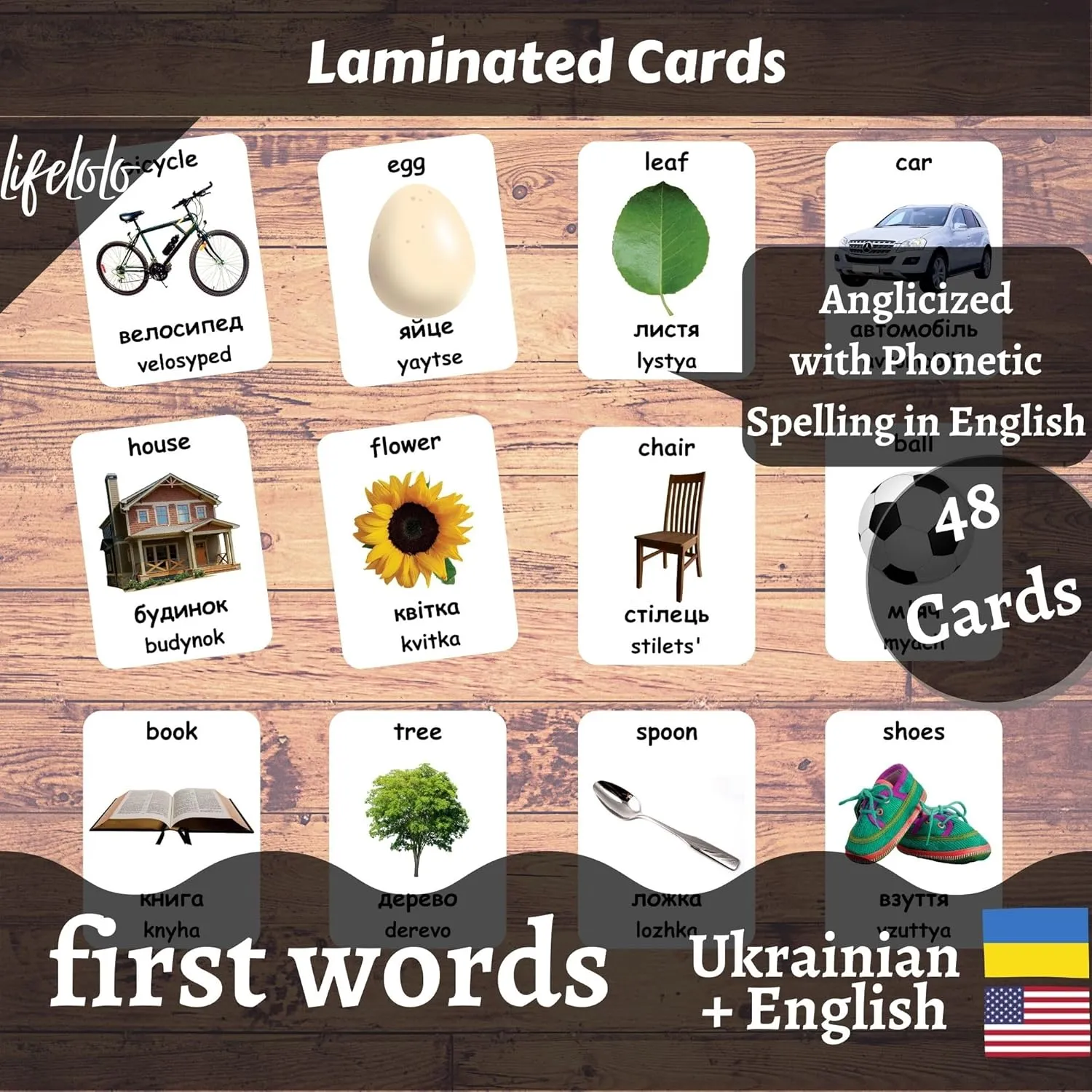 Choose Your Language (Ukrainian) First Words Flash Cards - 48 Flash Cards | Early Years Learning | Homeschooling | distinguish forget Multilingual Flash Cards | Flash Cards | Bilingual Cards - 